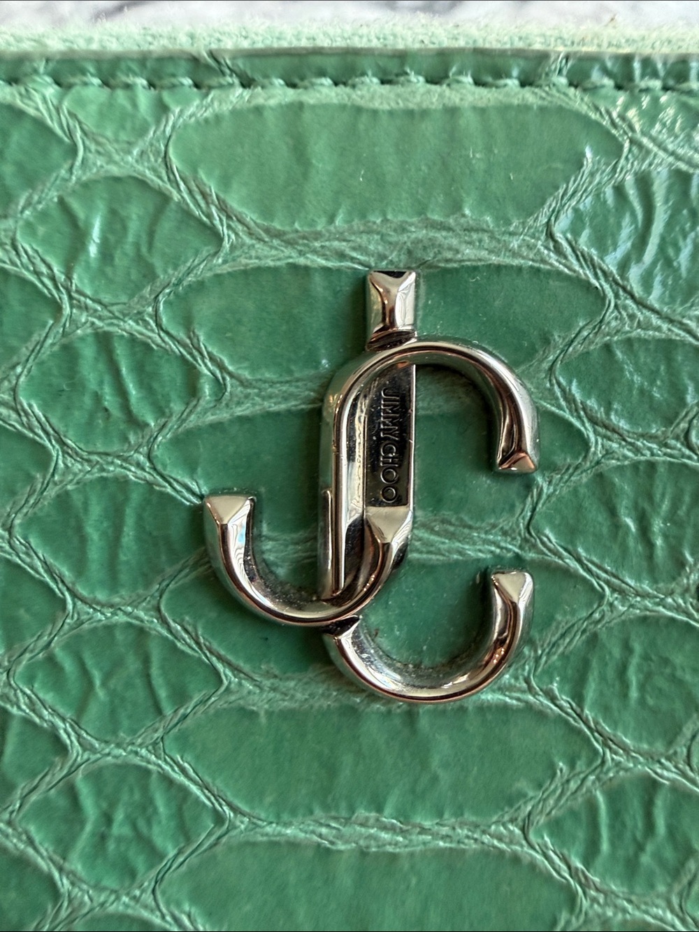 Jimmy Choo Green Python-Embossed Zip Around Wallet - Picture 4 of 10
